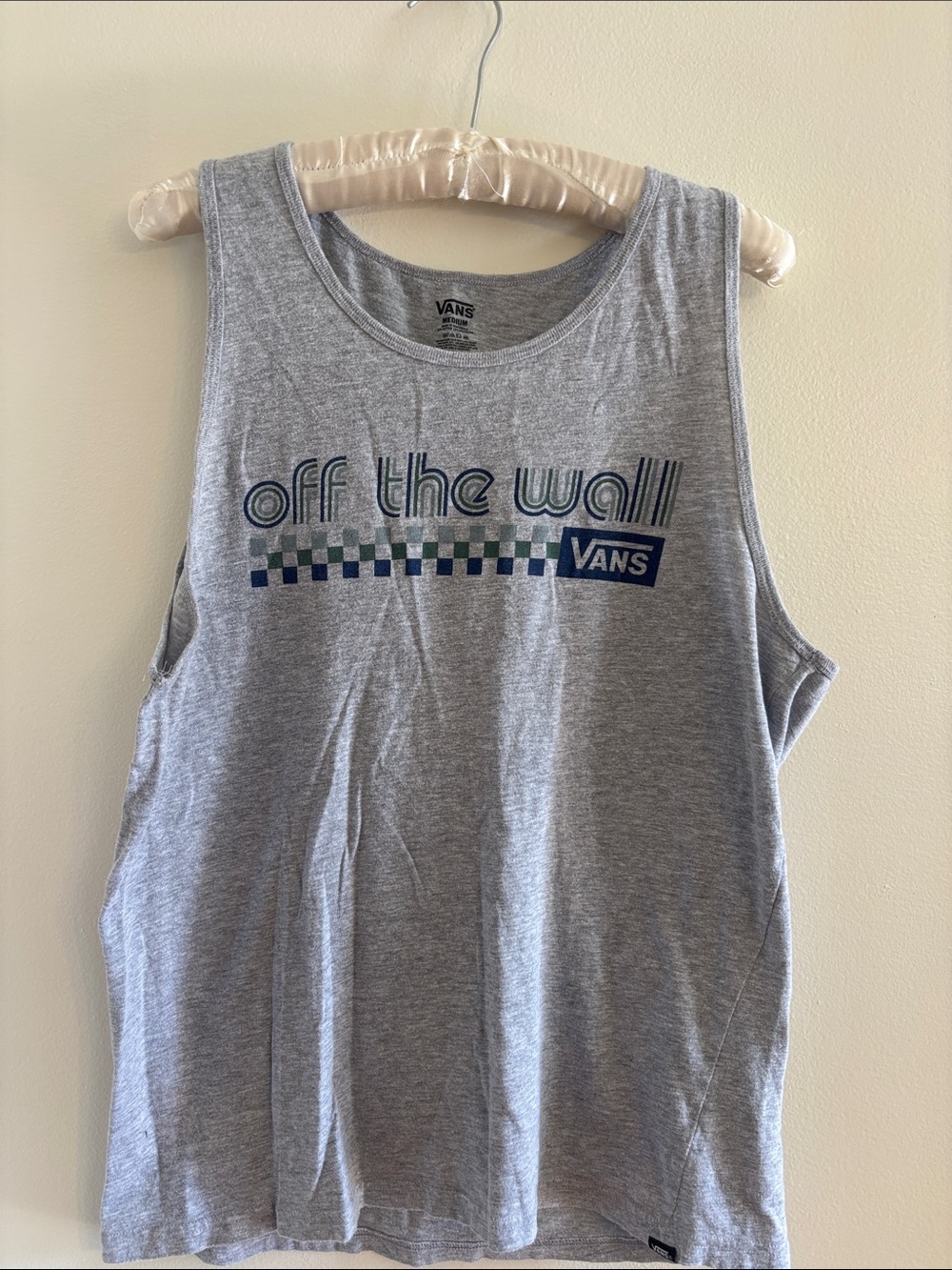 Vans Gray Tank Top with Navy & Teal Graphic